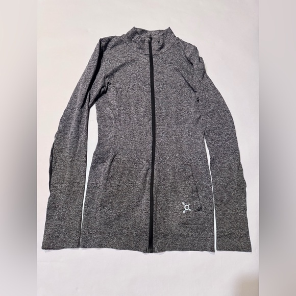 Orange Theory Fitness Women’s Fitted Track Jacket Zip Up Gray Thumbholes Medium - Picture 1 of 7